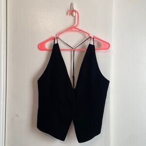 NWT Zara black velvet vest sz L